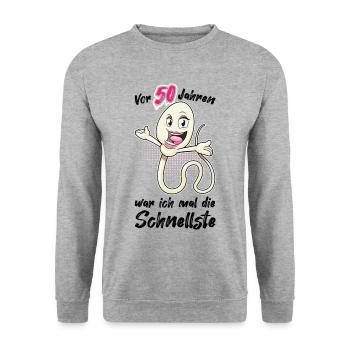 50 Geburtstag Frauen 1971 Jahrgang 50. Jubiläum - Unisex Pullover - Weißgrau meliert - Vorne - Alina (178cm) & Michal (187cm)