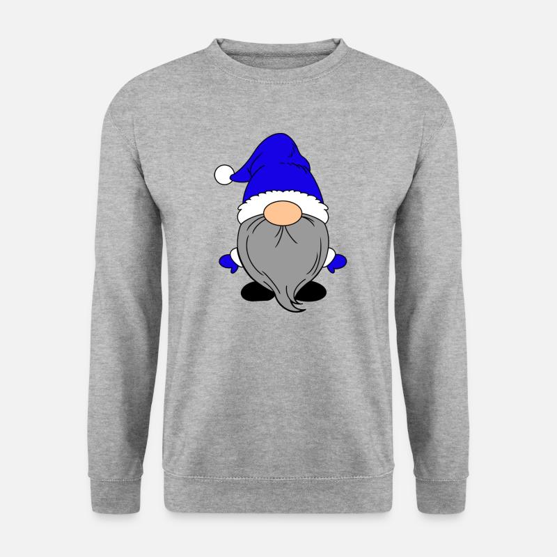 Kleiner Weihnachtsmann Dunkelblau - Unisex Pullover - Weißgrau meliert