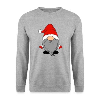 Kleiner Weihnachtsmann Rot - Unisex Pullover - Weißgrau meliert - Vorne - Alina (178cm) & Michal (187cm)
