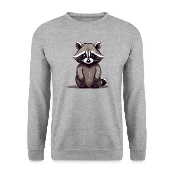 Waschbär sitzend - Unisex Pullover - Weißgrau meliert - Vorne - Alina (178cm) & Michal (187cm)