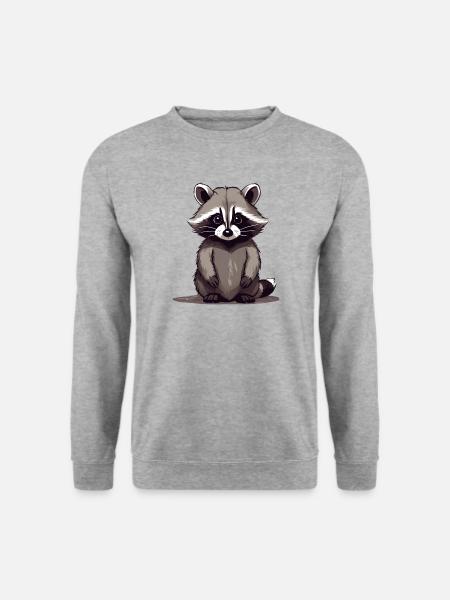 Waschbär sitzend - Unisex Pullover - Weißgrau meliert