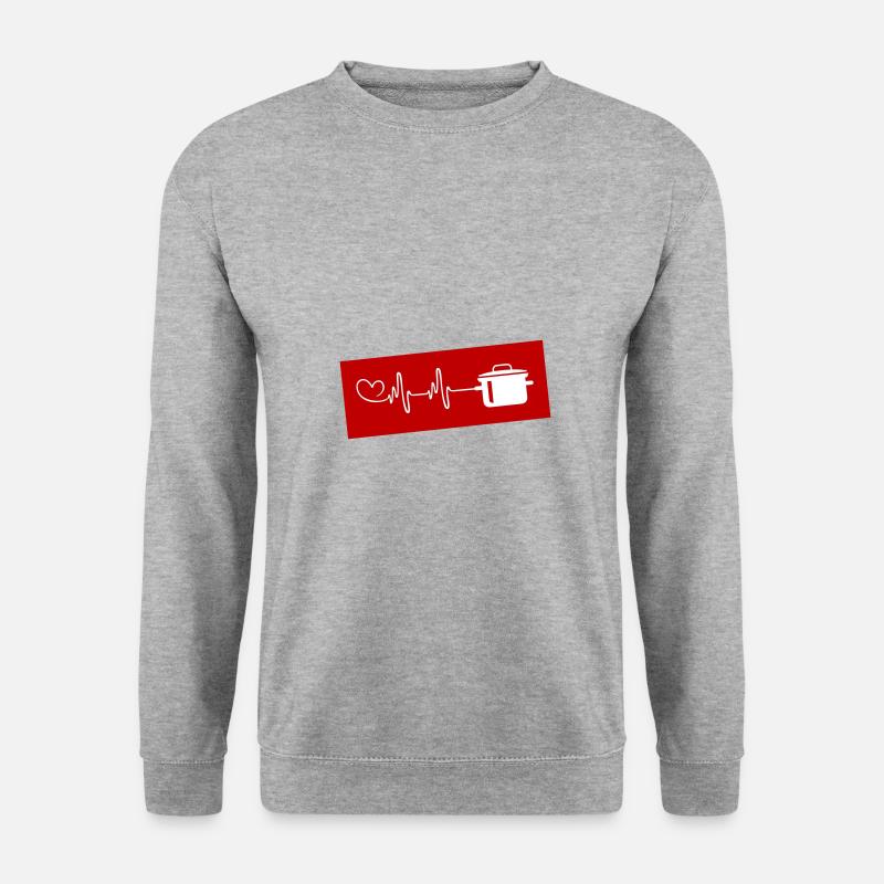 kochtopf Puls Herzschlag - Unisex Pullover - Weißgrau meliert