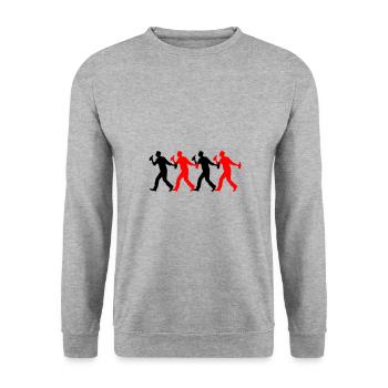 Silhouette de l’équipe de la soirée arrosée - Sweat-shirt Unisexe - gris chiné - Devant - Alina (178cm) & Michal (187cm)