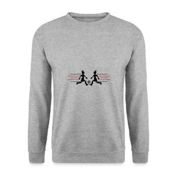 Fussballer Fussball Team Krone - Unisex Pullover - Weißgrau meliert - Vorne - Alina (178cm) & Michal (187cm)