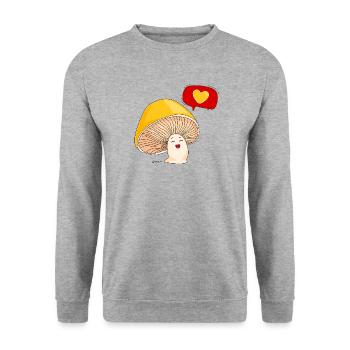 Champignon et amour - Sweat-shirt Unisexe - gris chiné - Devant - Alina (178cm) & Michal (187cm)