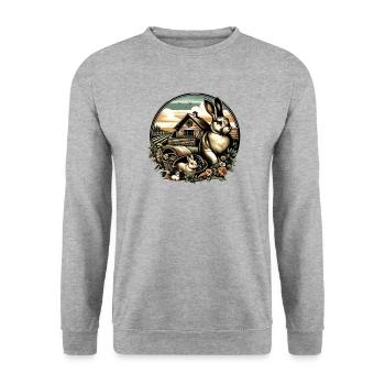 Elevage de lapins - Sweat-shirt Unisexe - gris chiné - Devant - Alina (178cm) & Michal (187cm)