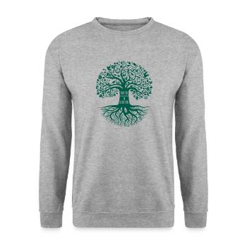 Wurzeln des Pfadfindertums - Unisex Pullover - Weißgrau meliert - Vorne - Alina (178cm) & Michal (187cm)
