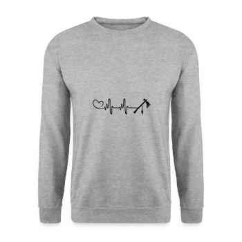 Axe Indian Heartbeat - Sweat-shirt Unisexe - gris chiné - Devant - Alina (178cm) & Michal (187cm)