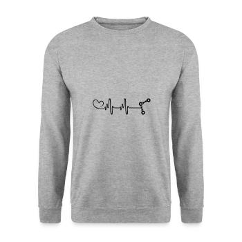 Chaîne de vélo Pulse Heart - Sweat-shirt Unisexe - gris chiné - Devant - Alina (178cm) & Michal (187cm)