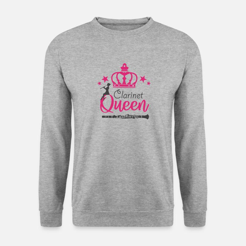 Klarinette Spieler Krone Königin Mädchen Geschenk - Unisex Pullover - Weißgrau meliert