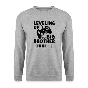 Leveling Up To Big Brother - Brother - Unisex Sweatshirt - salt & pepper - Front - Alina (178cm) & Michal (187cm)