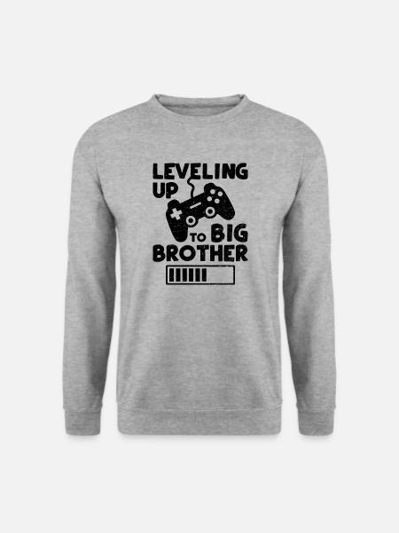 Leveling Up To Big Brother - Brother - Unisex Pullover - Weißgrau meliert