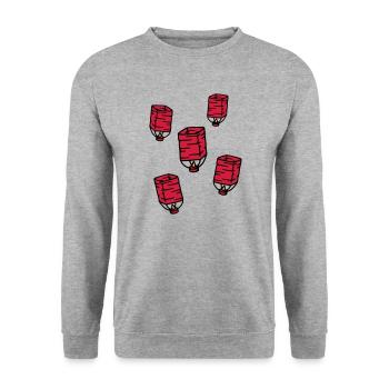 Himmelslaterne Chinesisches Lampion Sky lantern - Unisex Pullover - Weißgrau meliert - Vorne - Alina (178cm) & Michal (187cm)