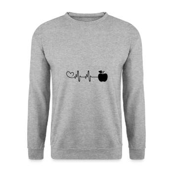 Apple icon pulse heart - Unisex Sweatshirt - salt & pepper - Front - Alina (178cm) & Michal (187cm)