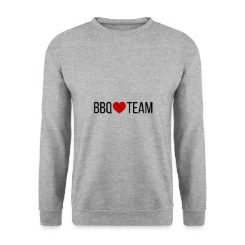 BBQ Grill Team Herz - Unisex Pullover - Weißgrau meliert - Vorne - Alina (178cm) & Michal (187cm)