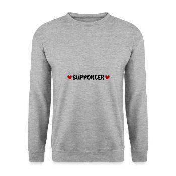 Supporter Herz - Unisex Pullover - Weißgrau meliert - Vorne - Alina (178cm) & Michal (187cm)