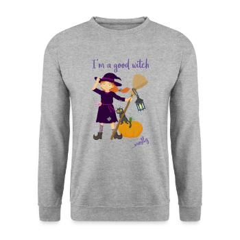 I'm a good witch ... mostly. (2) - Unisex Sweatshirt - salt & pepper - Front - Alina (178cm) & Michal (187cm)