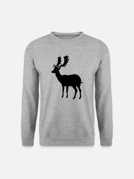hirsch - geweih - jagd - jäger - Unisex Pullover - Weißgrau meliert