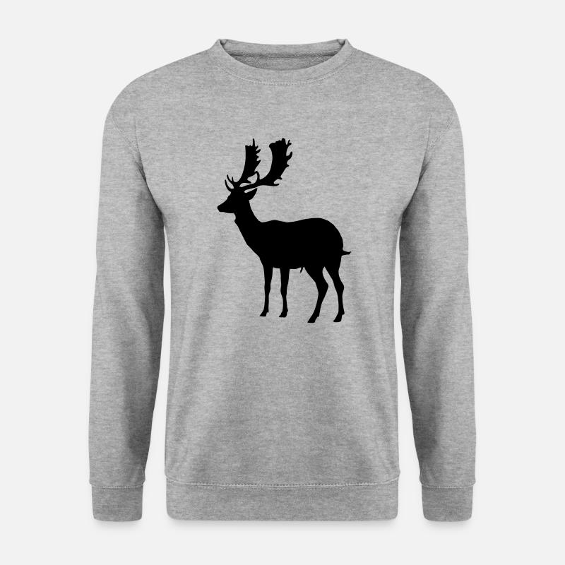 hirsch - geweih - jagd - jäger - Unisex Pullover - Weißgrau meliert