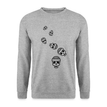 Skull kopf icon - Unisex Pullover - Weißgrau meliert - Vorne - Alina (178cm) & Michal (187cm)