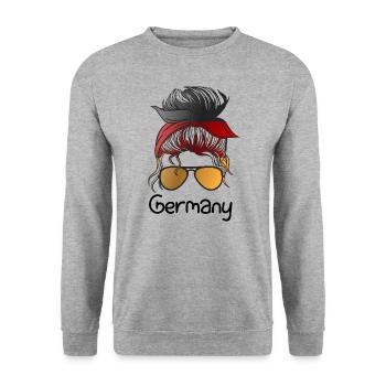 Germany Flag German Flag Used Look Home - Unisex Sweatshirt - salt & pepper - Front - Alina (178cm) & Michal (187cm)