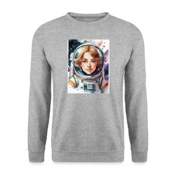 Astronautin - Unisex Pullover - Weißgrau meliert - Vorne - Alina (178cm) & Michal (187cm)