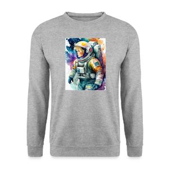 Astronautin Aquarell - Unisex Pullover - Weißgrau meliert - Vorne - Alina (178cm) & Michal (187cm)