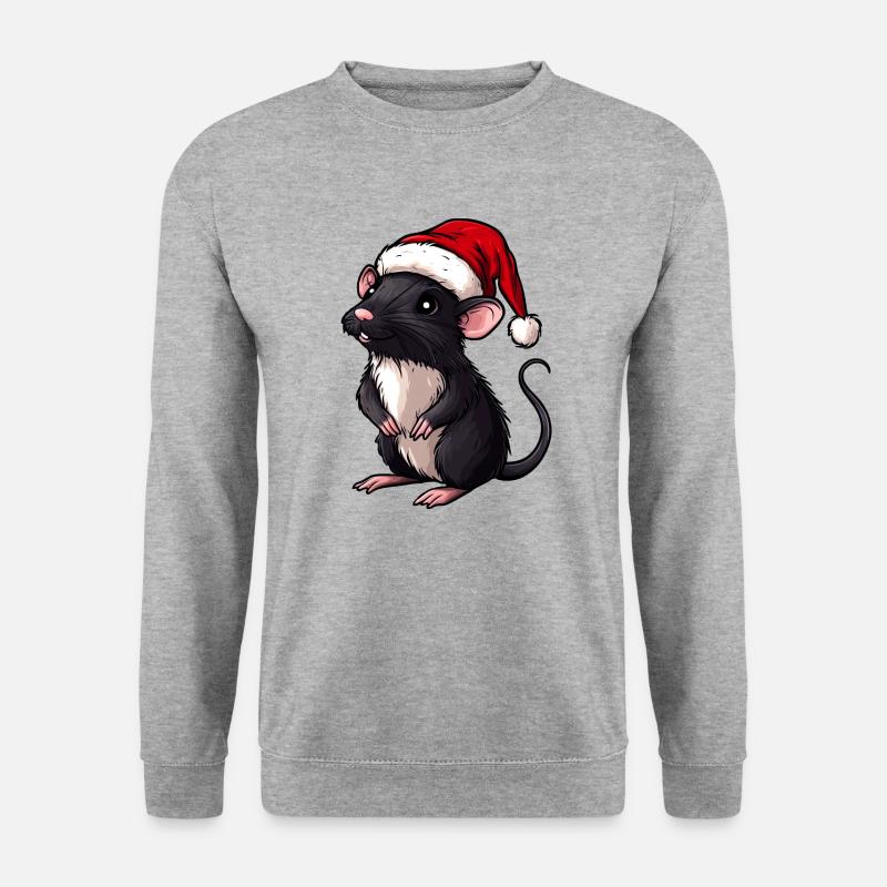 Weihnachtsmann Ratte - Unisex Pullover - Weißgrau meliert