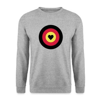 I love Germany Dartscheibe - Unisex Pullover - Weißgrau meliert - Vorne - Alina (178cm) & Michal (187cm)