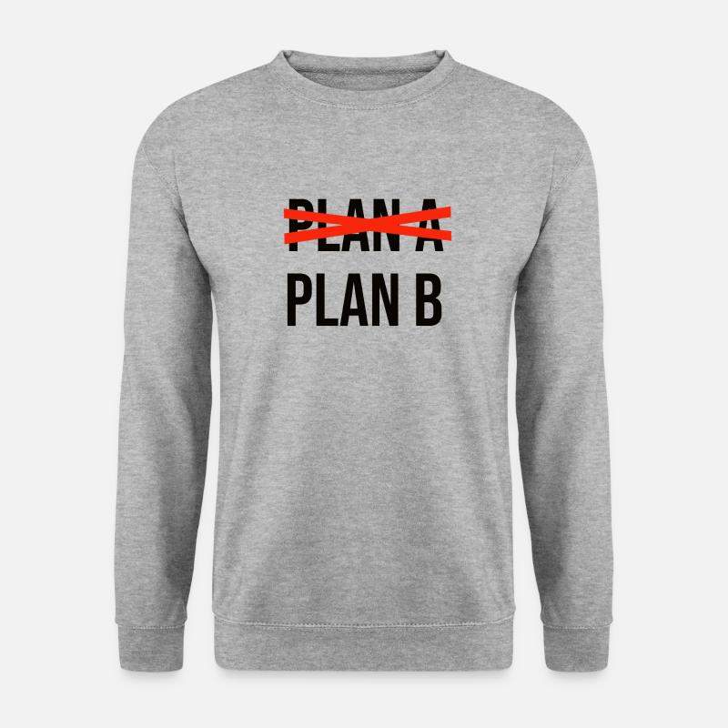 Plan A Plan B schwarz - Unisex Pullover - Weißgrau meliert