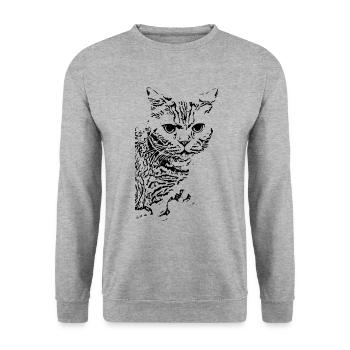 British Shorthair Cat Cat Black Cats - Unisex Sweatshirt - salt & pepper - Front - Alina (178cm) & Michal (187cm)