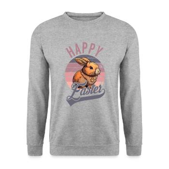 Happy Easter - Frohe Ostern - Unisex Pullover - Weißgrau meliert - Vorne - Alina (178cm) & Michal (187cm)