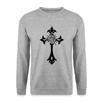 Gothic cross - Unisex Sweatshirt - salt & pepper - Front - Alina (178cm) & Michal (187cm)