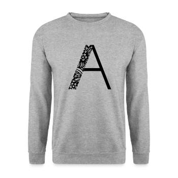 Buchstabe A - Unisex Pullover - Weißgrau meliert - Vorne - Alina (178cm) & Michal (187cm)