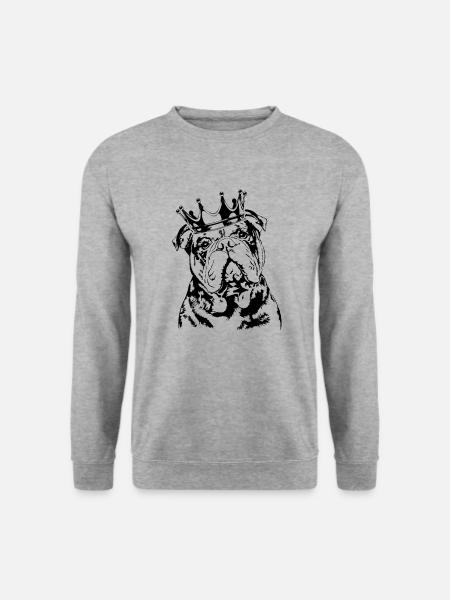OLD ENGLISH BULLDOG Krone Hund Hunde Wilsigns - Unisex Pullover - Weißgrau meliert