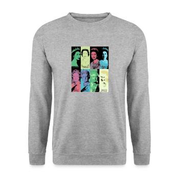 Queen II - Elizabeth England - Queen of England, - Unisex Pullover - Weißgrau meliert - Vorne - Alina (178cm) & Michal (187cm)