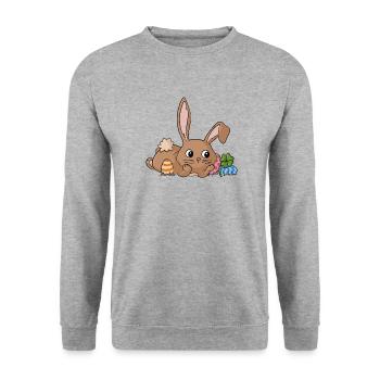 Rêver lapin de bande dessinée - Sweat-shirt Unisexe - gris chiné - Devant - Alina (178cm) & Michal (187cm)