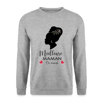 Meilleure maman du monde - Sweat-shirt Unisexe - gris chiné - Devant - Alina (178cm) & Michal (187cm)