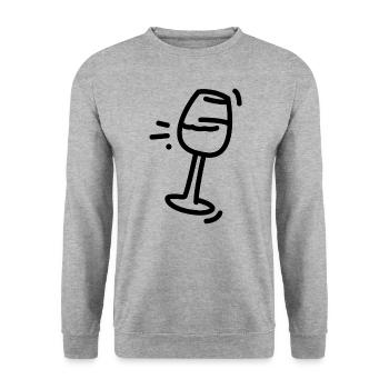 tilting wine glass (black) - Unisex Sweatshirt - salt & pepper - Front - Alina (178cm) & Michal (187cm)