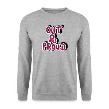 ART out proud - Unisex Pullover - Weißgrau meliert - Vorne - Alina (178cm) & Michal (187cm)