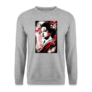 Beautiful Geisha - Retro Film Poster Style - Unisex Sweatshirt - salt & pepper - Front - Alina (178cm) & Michal (187cm)