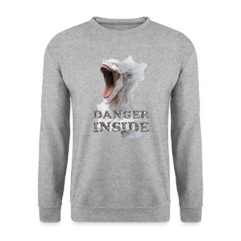 Danger inside, Gothic, Ramstein, Engel, Schützer - Unisex Pullover - Weißgrau meliert - Vorne - Alina (178cm) & Michal (187cm)