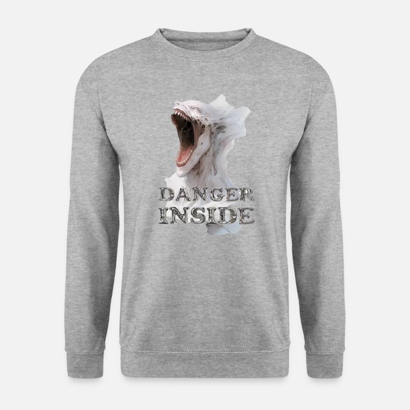 Danger inside, Gothic, Ramstein, Engel, Schützer - Unisex Pullover - Weißgrau meliert