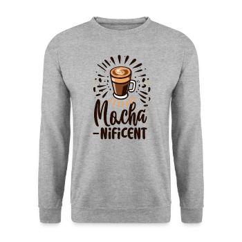 Moka-nificent Funny Coffee Word Game - Sweat-shirt Unisexe - gris chiné - Devant - Alina (178cm) & Michal (187cm)