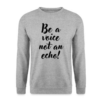 Be a voice not an echo - Unisex Pullover - Weißgrau meliert - Vorne - Alina (178cm) & Michal (187cm)