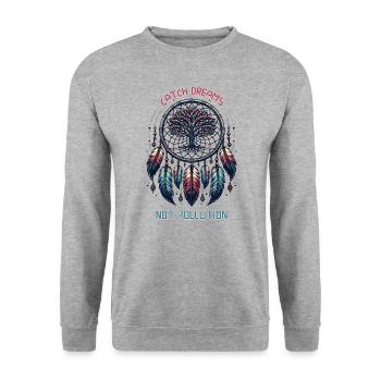 Traumfänger Naturschutz Klimawandel Umwelt Natur - Unisex Pullover - Weißgrau meliert - Vorne - Alina (178cm) & Michal (187cm)