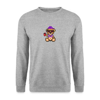 Pixel Bear Cool - Sweat-shirt Unisexe - gris chiné - Devant - Alina (178cm) & Michal (187cm)