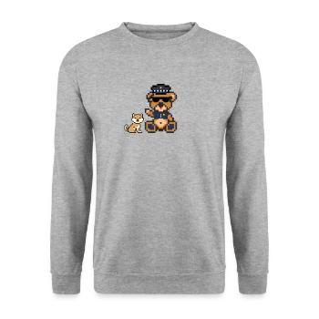 Pixel Bear Police - Sweat-shirt Unisexe - gris chiné - Devant - Alina (178cm) & Michal (187cm)