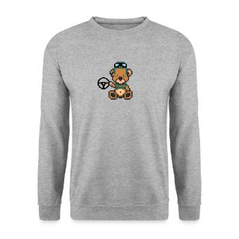 Pixel Bear Racing - Sweat-shirt Unisexe - gris chiné - Devant - Alina (178cm) & Michal (187cm)