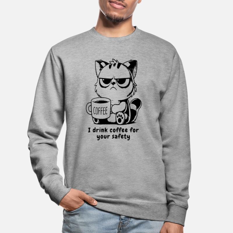 crumpy cat mit caffee Unisex Pullover